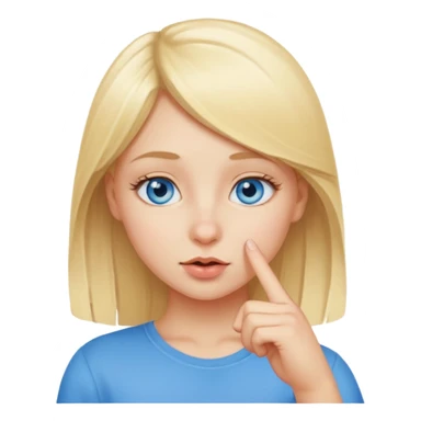 put a finger on the nose but In a cute way, bye a blond girl with blue yes  sticker