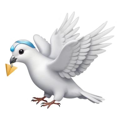 a dove flies with a letter sticker
