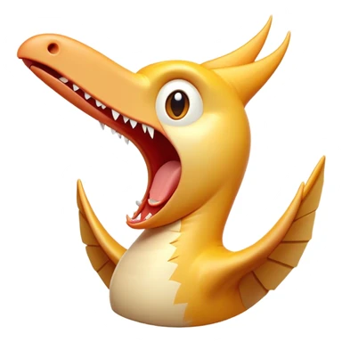 Cinematic Cute Yawning Pterodactyl Portrait Emoji, Head tilted slightly with a dramatic, wide-open yawn, showcasing a slender, gracefully curved body with softly drooping wings and sleepy, half-closed eyes, Simplified yet irresistibly cute features, highly detailed, glowing with a soft, cozy aerial glow, high shine, relaxed yet expressive, stylized with a dash of whimsical flight charm, soft glowing outline, capturing the essence of a drowsy yet affectionate Pterodactyl that appears ready to stretch and yawn its way out of the screen! sticker