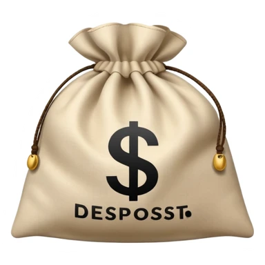 money bag with DEPOSIT written on it, bank deposit bag, dollar sign, canvas bag sticker