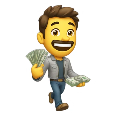 hombre saltando feliz mucho money dinero sticker