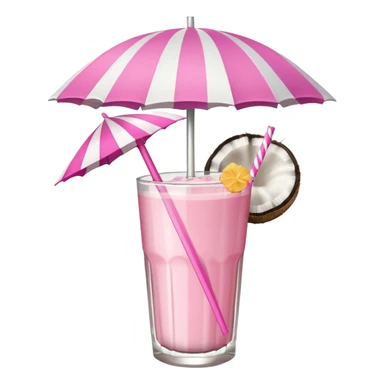 coconut drink with pink umbrella and a pink line straw sticker