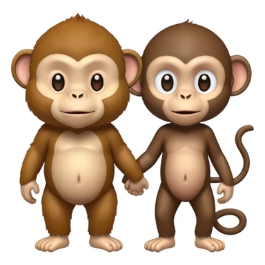 Skinny monkey and fat monkey holding hands  sticker