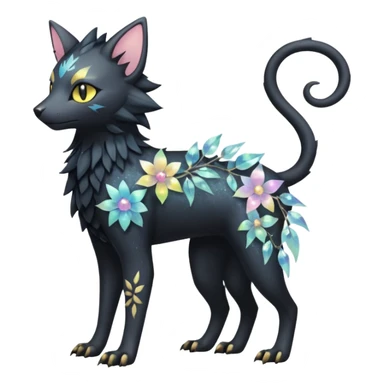 Multicolored sparkly pastel dark iridescent light pale gloomy spooky cute adorable pretty cool elegant realistic floral exotic Trico-Bolthund-Luxray-hybrid, full body sticker