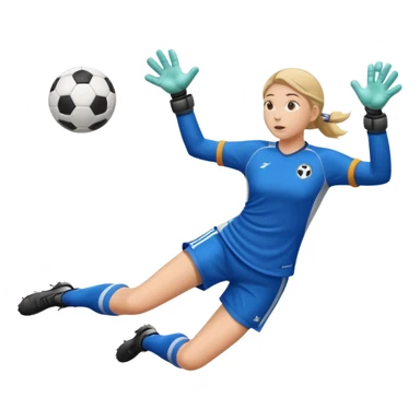 make a girl goalie diving through the air sideways with one soccer ball in both  hands  sticker