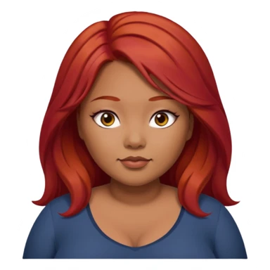 Plus size red hair brown face small eyes long hair Asian eyes sticker