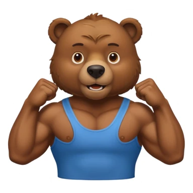 flexing brown bear with tanktop sticker
