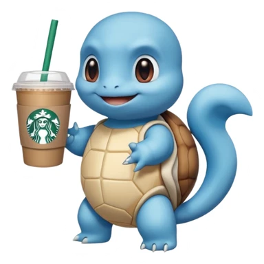 Squirtle with a Starbucks cup sticker