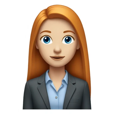 Portrait of a modern ginger girl with long straight hair, blue eyes in business clothes sticker
