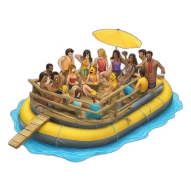 A party on a raft sticker