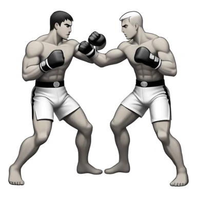 Round emblem symbolizing striking martial arts. The emblem features two fighters in dynamic stances, one delivering a powerful punch while the other defends with a block. In the center, a stylized fist and foot crossed to represent the essence of striking.  sticker