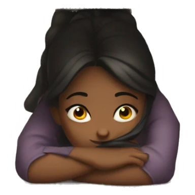 girl hiding under the desk sticker