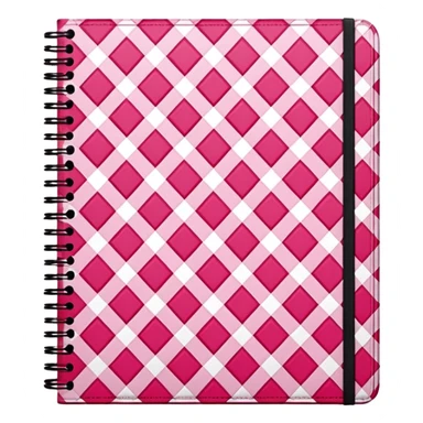 Notebook with pink and red diamond pattern on cover sticker