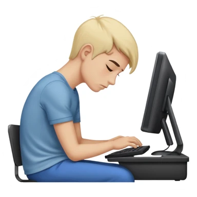 person with bad back or neck posture emoji (like sitting all tilted towards computer) sticker