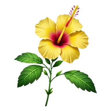 single yellow Hawaiian hibiscus, straight stem sticker