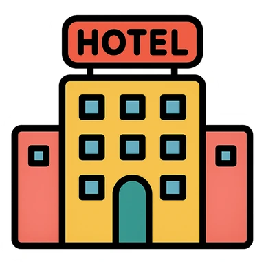 hotel building color outline icon style sticker