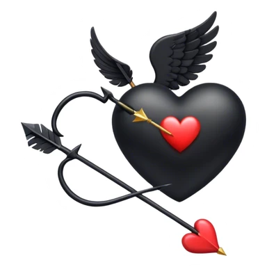 black heart with Cupid arrow sticker