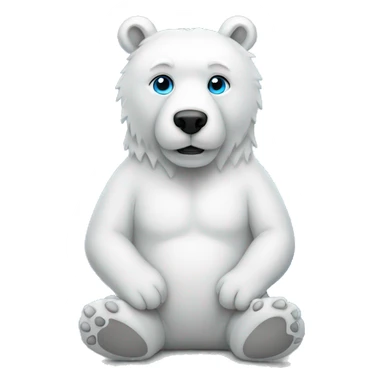 white sitting bear with blue eyes emoji sticker