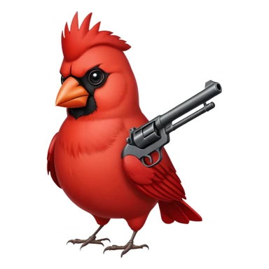 Red cardinal holding gun sticker