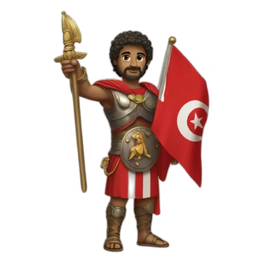 Hannibal barca holding tunisia flag sticker