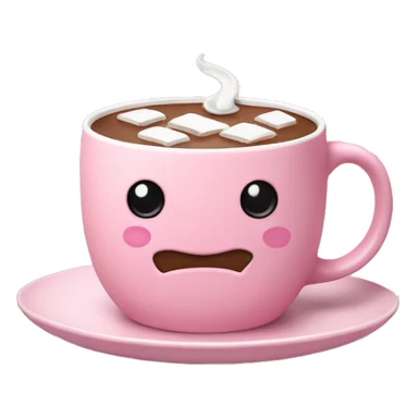 hot chocolate in a pastel pink mug on a plate sticker