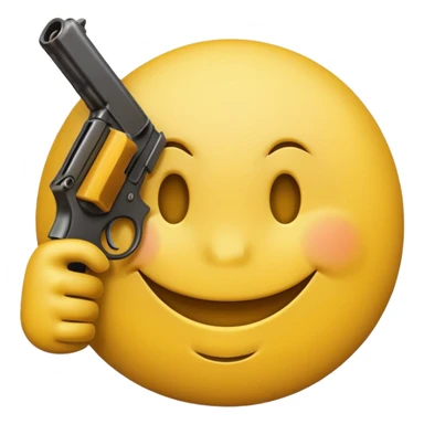 a smiley face holding a gun sticker