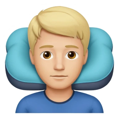 blonde man using travel pillow  sticker