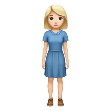 Create me an emoji of a full body white female in a casual dress, looking to her right. sticker