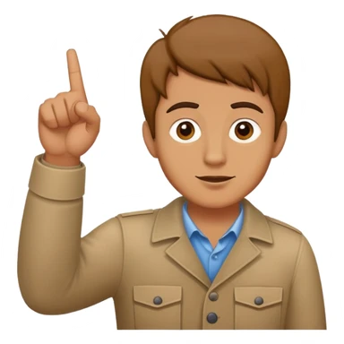 a man pointing up with one hand and holding an idiot sign with the other sticker