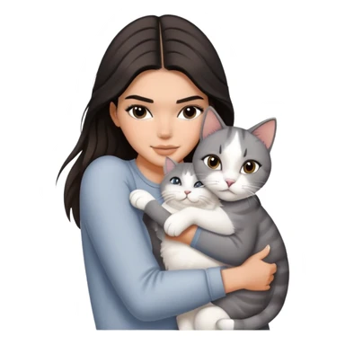 Kendall Jenner hug grey white cat sticker