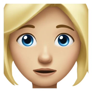 a cute blonde blue eye girl shocked like a classic emjio sticker