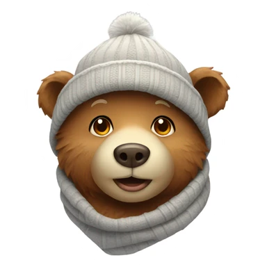 Cute bear wearing winter hat sticker
