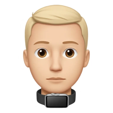 man wearing a black strap watch portrait, head and shoulders only, long face shape, sharp nose, calm expression, black strap watch on wrist, 3D cartoon, mobile game icon style, clean background, no text, no watermark
 sticker