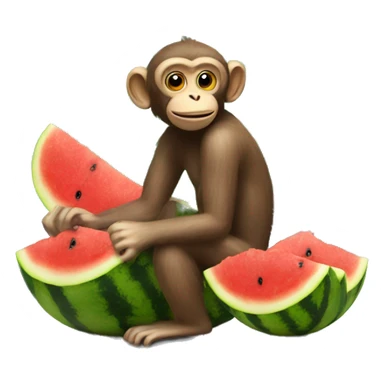 Monkey with watermelon in front of a truck sticker