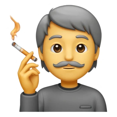emoji holding a cigarette in his hand with smoke going up sticker