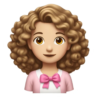 caucasian little girl with brown curls and a pink bow in her hair  sticker