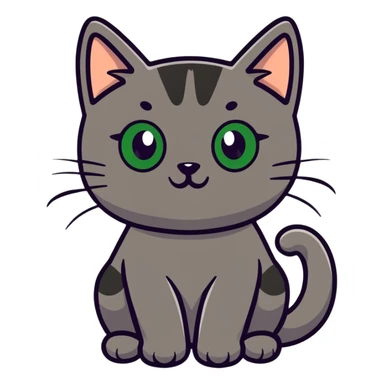 brownish gray cat with green eyes close together sticker