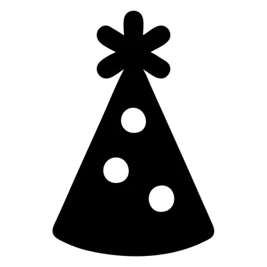 party hat, solid icon style, bold silhouette, no color, minimal details sticker