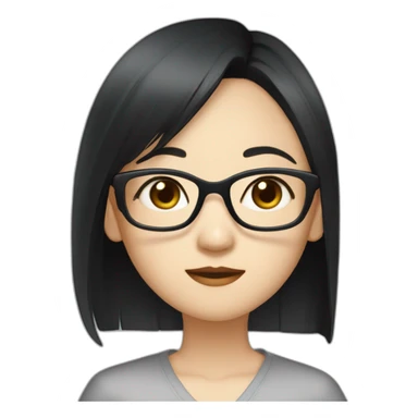 Chinese girl-Light skin - long straight black hair - bangs - Rimless glasses - Ruiyang - Neutral - Dark pupils - High nose - drooping mouth - Dark clothes - Rational - confident sticker