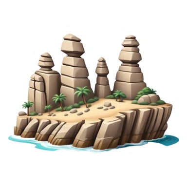 Cinematic Realistic Raouche Rocks Landmark Emoji, depicted with dramatic natural rock formations along the Beirut coastline rendered with intricate detail and dynamic natural lighting. sticker