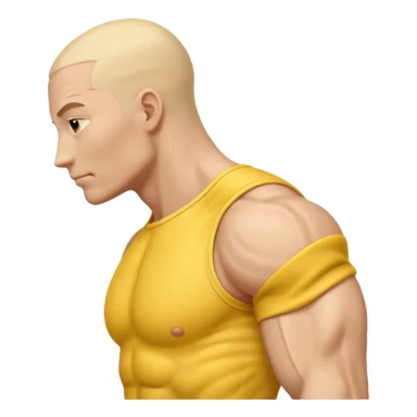 Emoji of Shoulders Muscle from side view, the human is yellow like on iphones. He has big shoulders. He is completely yellow and has no hair or facial expressions sticker