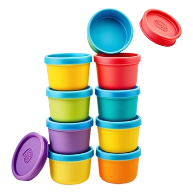 Play-Doh containers with colorful clay sticker