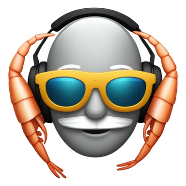 Shrimp with headphones and sunglasses sticker