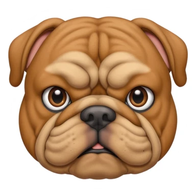 light brown bulldog facing forwards, head and shoulders sticker