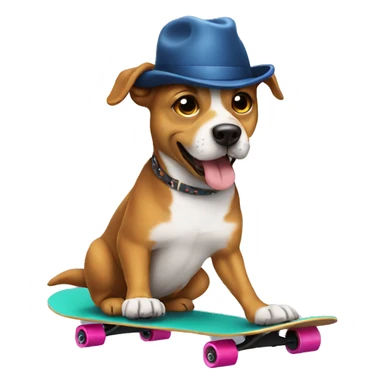 dog skateboarding with hat sticker