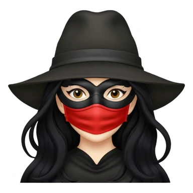 masked Women with hat long black hair  sticker