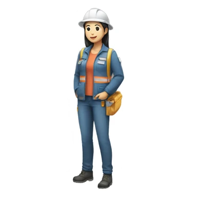 full body character asia worker sticker