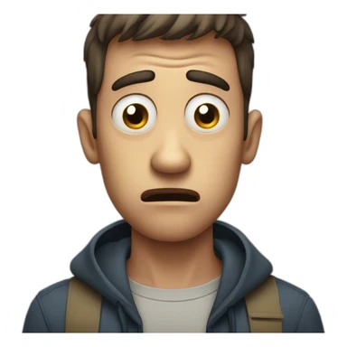 scared and afraid man with big eyes sticker