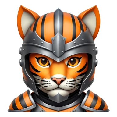 knight tiger face with armor and helmet fantasy character for Twitch emote sticker