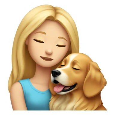 Blonde-girl-long hair- eyes closed- hugging a  red golden retriever dog sticker
